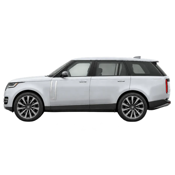 Land Rover Range Rover 2022 باللون فضي، منظر جانبي (متجه إلى اليسار)