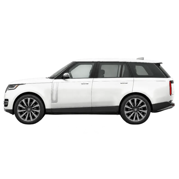 Land Rover Range Rover 2022 باللون أبيض، منظر جانبي (متجه إلى اليسار)