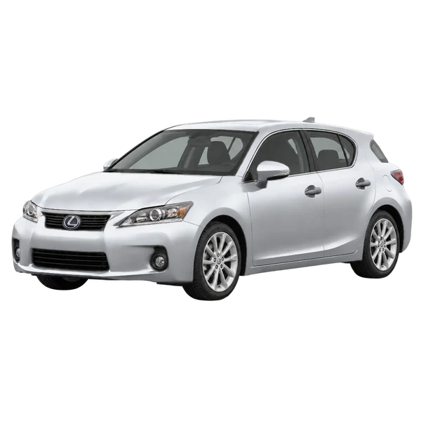 Lexus CT200H 2011 باللون فضي، منظر منظر أمامي بزاوية ثلاثة أرباع (متجه لليسار)