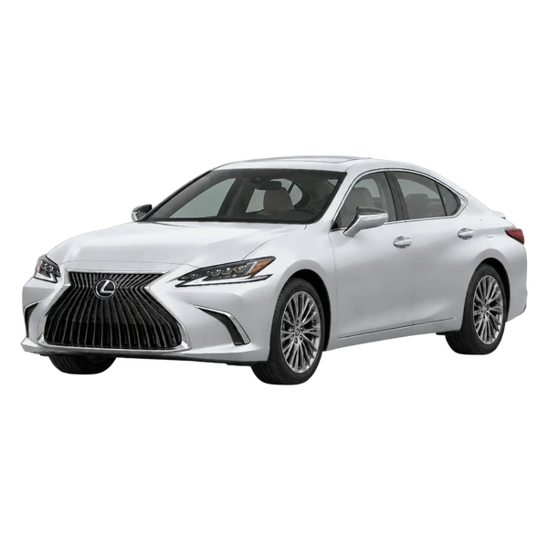 Lexus ES 300h 2022 prata, vista dianteira em três quartos (voltada para a esquerda)