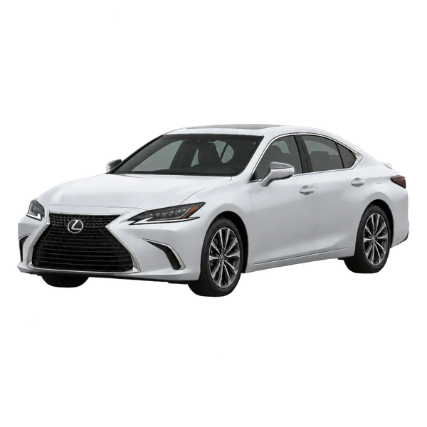 Lexus ES 2026 باللون فضي، منظر منظر أمامي بزاوية ثلاثة أرباع (متجه لليسار)