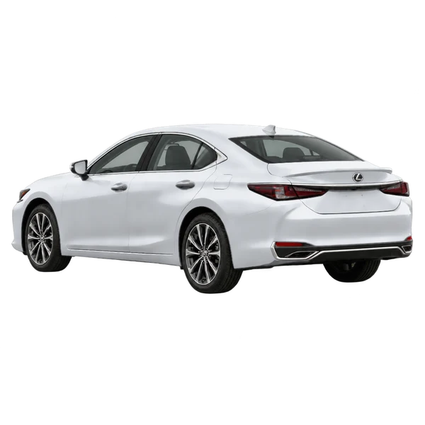 Lexus ES 2026 باللون فضي، منظر ثلاثة أرباع خلفي (باتجاه اليسار)