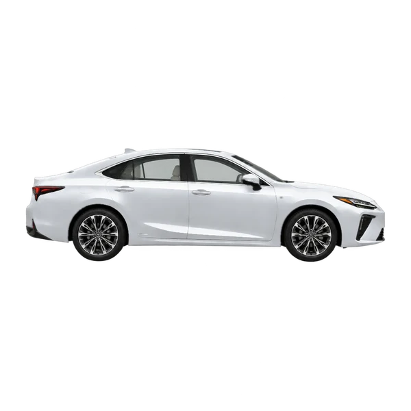 Lexus ES 2026 باللون فضي، منظر منظر جانبي (باتجاه اليمين)
