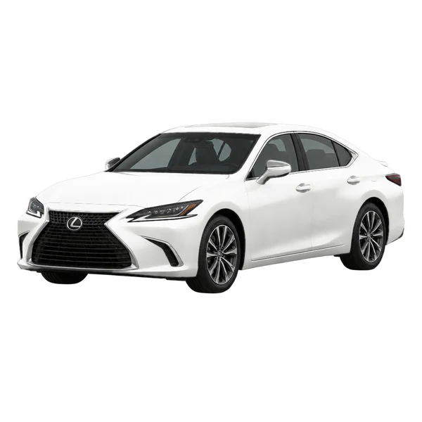 Lexus ES 2026 باللون أبيض، منظر منظر أمامي بزاوية ثلاثة أرباع (متجه لليسار)