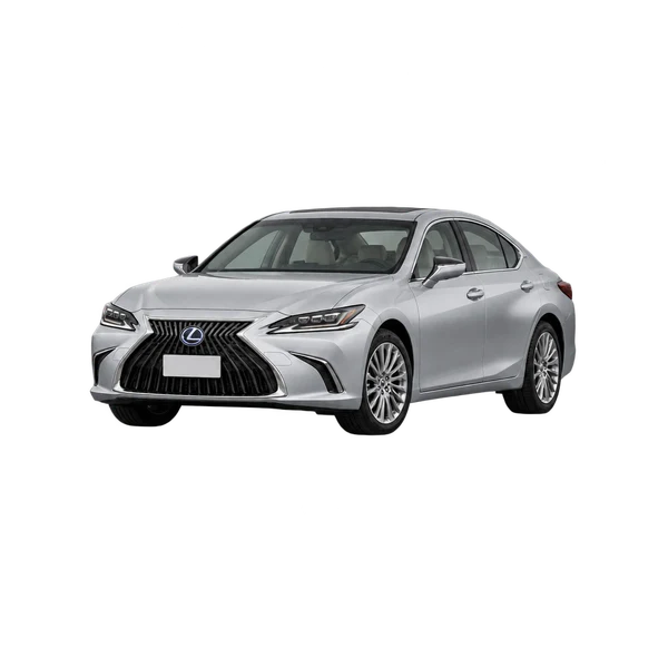 Lexus ES300H 2023 argent, vue trois-quarts avant (orienté vers la gauche)