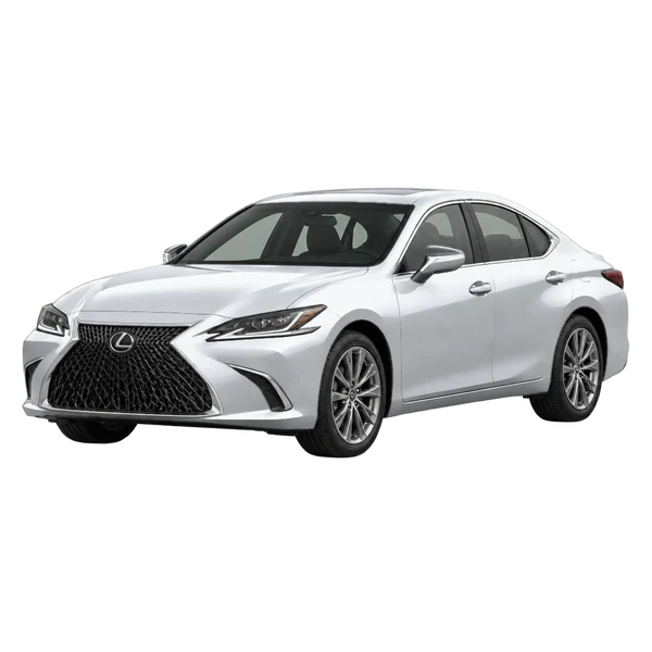 Lexus ES300H 2025 argent, vue trois-quarts avant (orienté vers la gauche)
