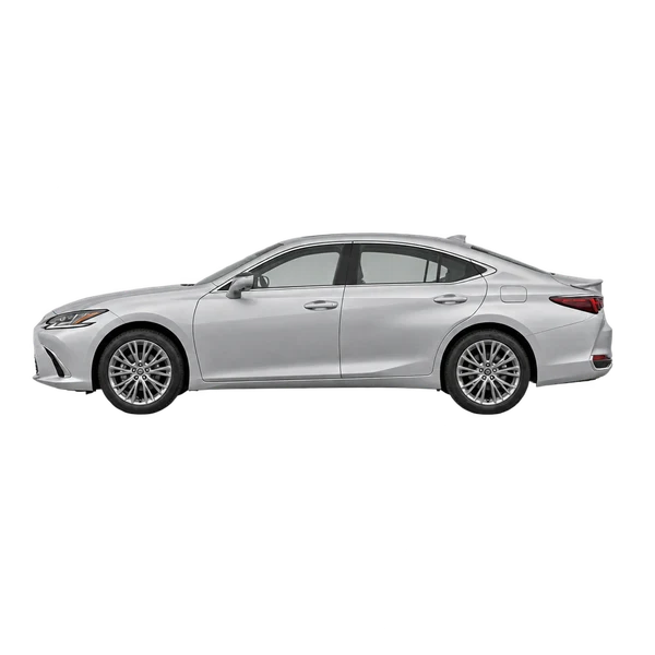 Lexus ES300H 2025 argent, vue côté (vers la gauche)