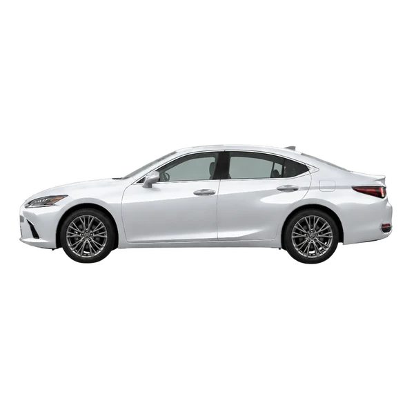 Lexus ES300H 2026 argent, vue côté (vers la gauche)