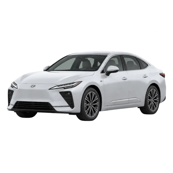 Lexus ES350E 2026 argent, vue trois-quarts avant (orienté vers la gauche)