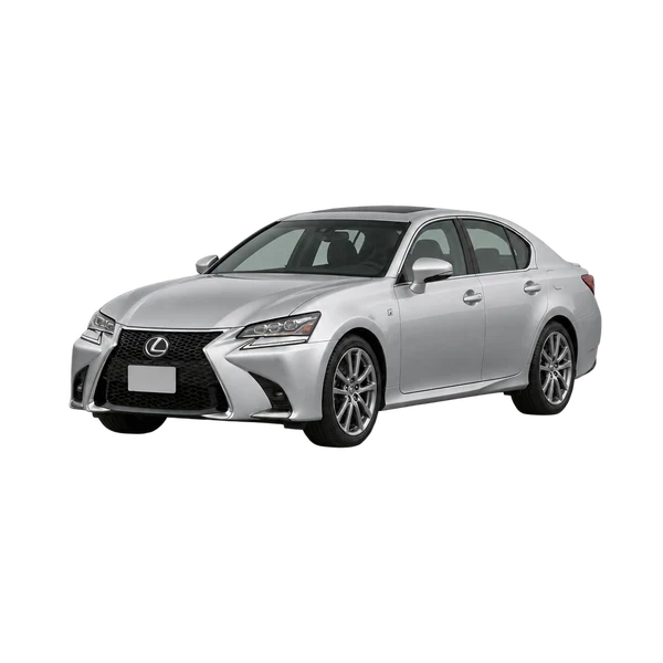 Lexus GS 2016 باللون فضي، منظر منظر أمامي بزاوية ثلاثة أرباع (متجه لليسار)