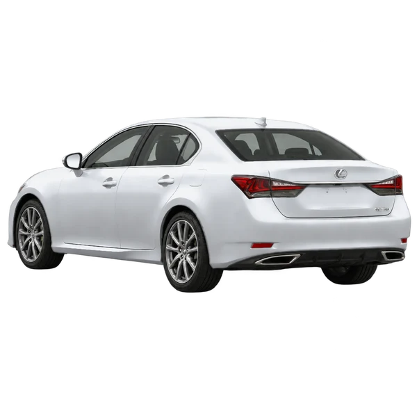Lexus GS 2025 prata, vista três quartos traseira (voltada para a esquerda)