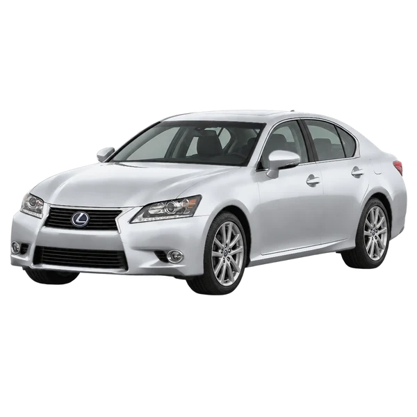 シルバーの2015 Lexus GS300H（フロントスリークォーター(左向き)ビュー）