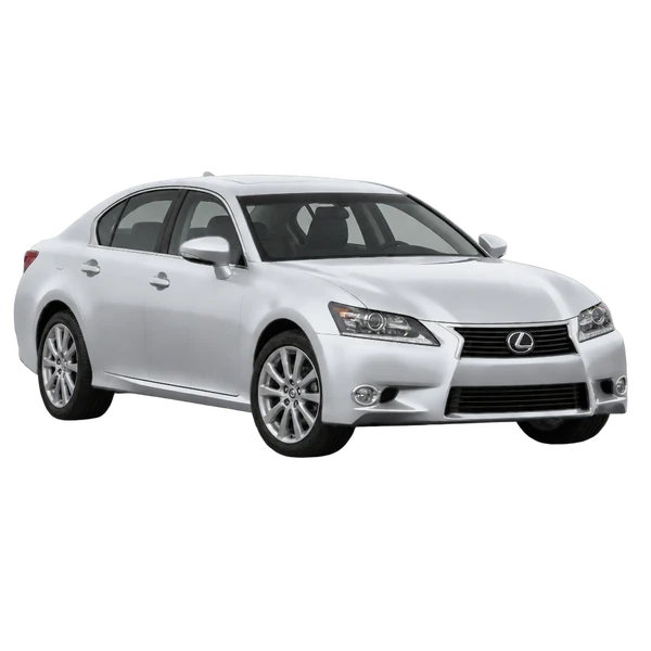 Lexus GS350 2013 باللون فضي، منظر منظر أمامي بزاوية ثلاثة أرباع (متجه لليسار)