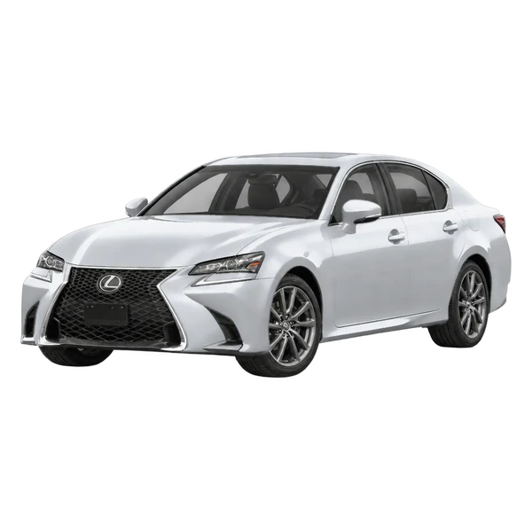Lexus GS350 2019 باللون فضي، منظر منظر أمامي بزاوية ثلاثة أرباع (متجه لليسار)