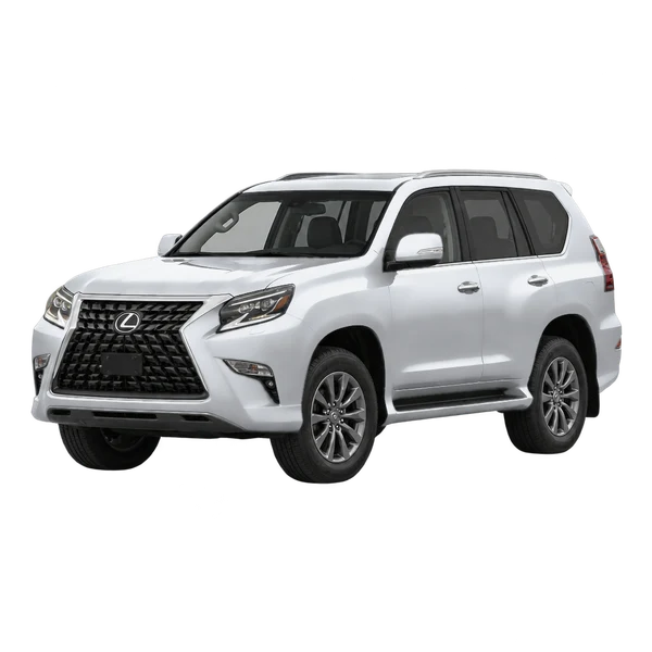 Lexus GX 460 2022 prata, vista dianteira em três quartos (voltada para a esquerda)