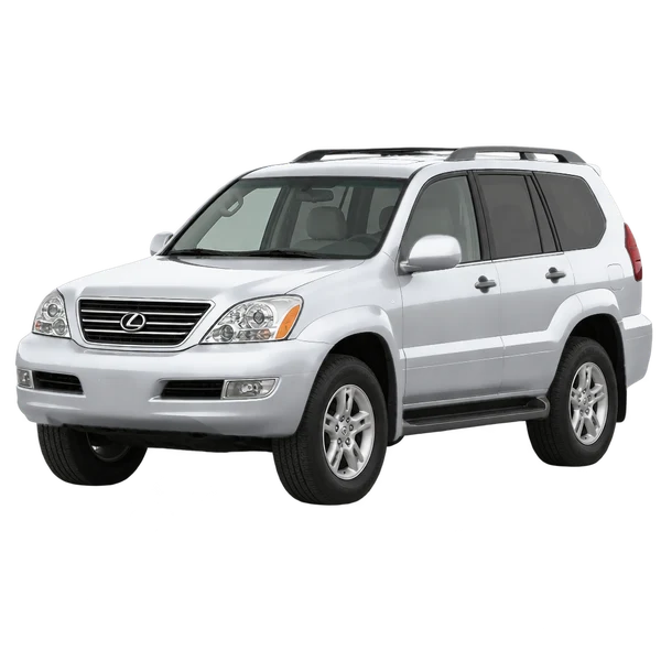 2004 LEXUS GX — Front three-quarter (facing left), silver