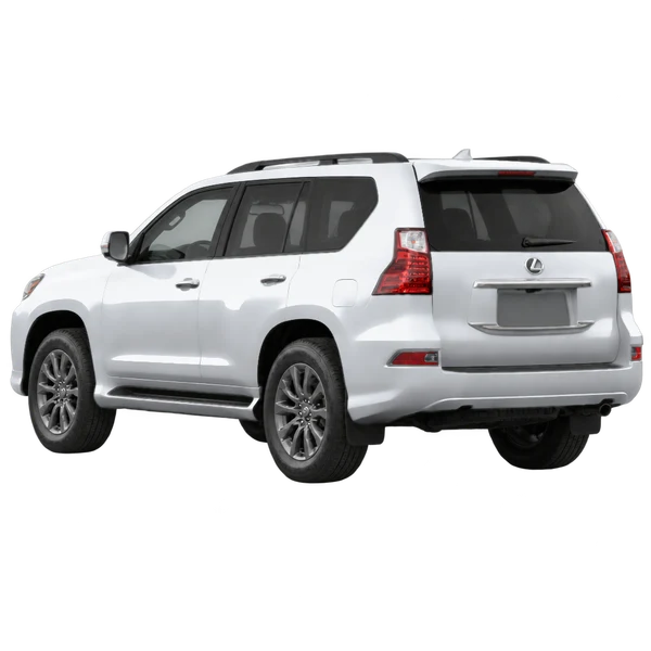 Lexus GX 2023 باللون فضي، منظر ثلاثة أرباع خلفي (باتجاه اليسار)