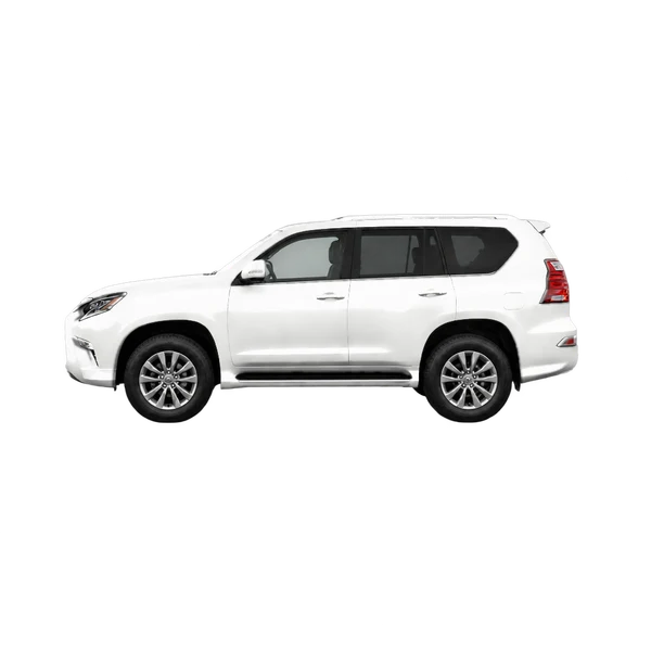 Lexus GX 2023 باللون أبيض، منظر جانبي (متجه إلى اليسار)