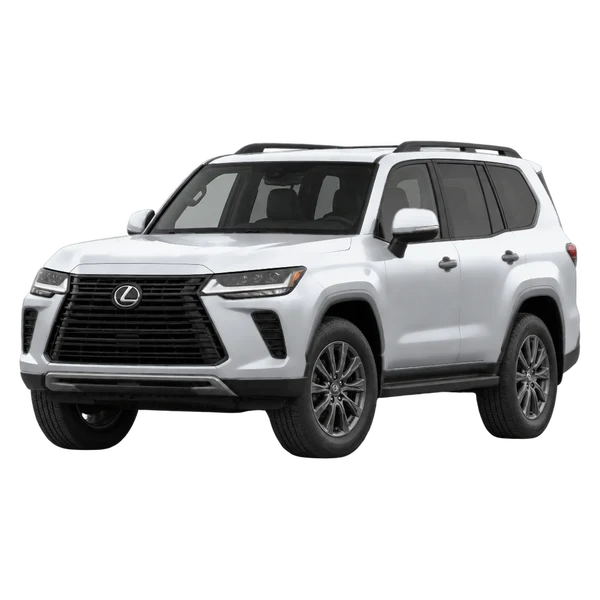 Lexus GX 2024 باللون فضي، منظر منظر أمامي بزاوية ثلاثة أرباع (متجه لليسار)