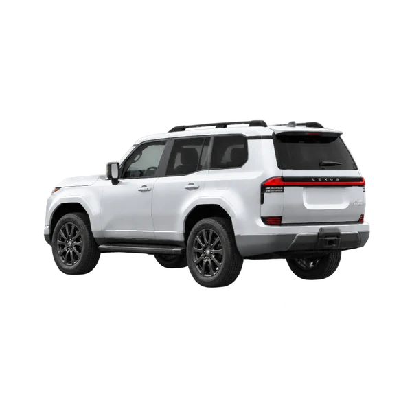 Lexus GX 2024 باللون فضي، منظر ثلاثة أرباع خلفي (باتجاه اليسار)