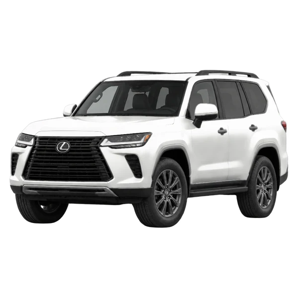 Lexus GX 2024 باللون أبيض، منظر منظر أمامي بزاوية ثلاثة أرباع (متجه لليسار)
