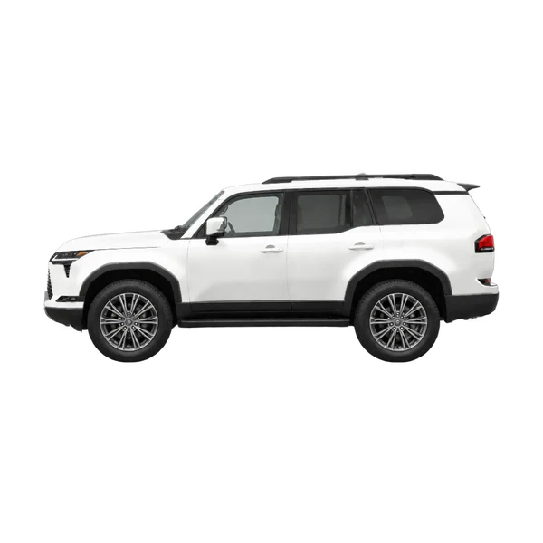 Lexus GX 2025 باللون أبيض، منظر جانبي (متجه إلى اليسار)