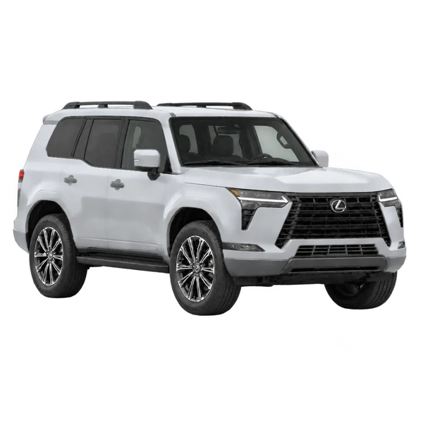 Lexus GX 2026 باللون فضي، منظر زاوية ثلاثة أرباع أمامية (باتجاه اليمين)