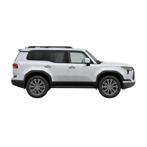 Lexus GX 2026 باللون فضي، منظر منظر جانبي (باتجاه اليمين)