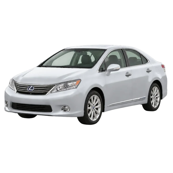 Lexus HS250H 2011 prata, vista dianteira em três quartos (voltada para a esquerda)