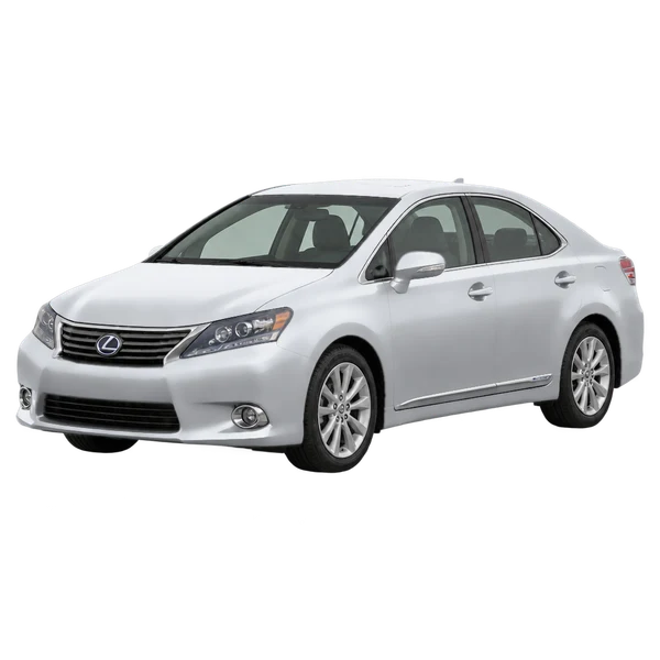 Lexus HS250H 2014 prata, vista dianteira em três quartos (voltada para a esquerda)