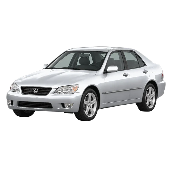 Lexus IS 200 1999 باللون فضي، منظر منظر أمامي بزاوية ثلاثة أرباع (متجه لليسار)