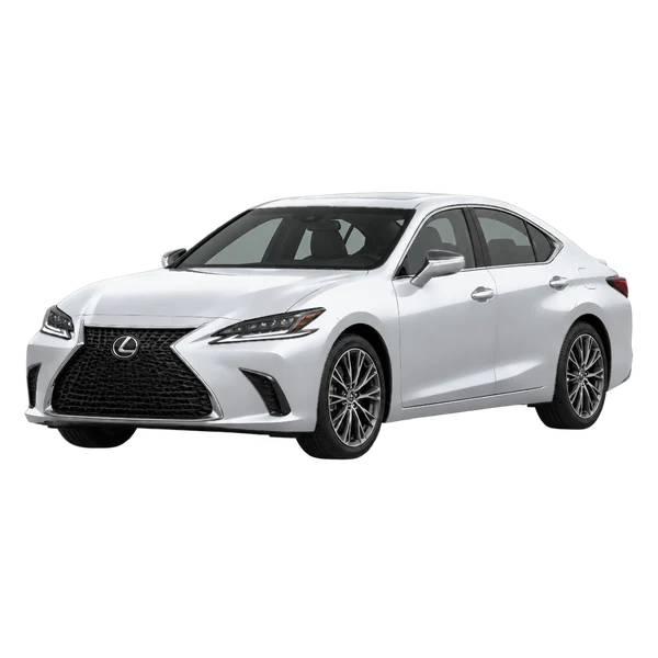 Lexus IS 350 2025 prata, vista dianteira em três quartos (voltada para a esquerda)