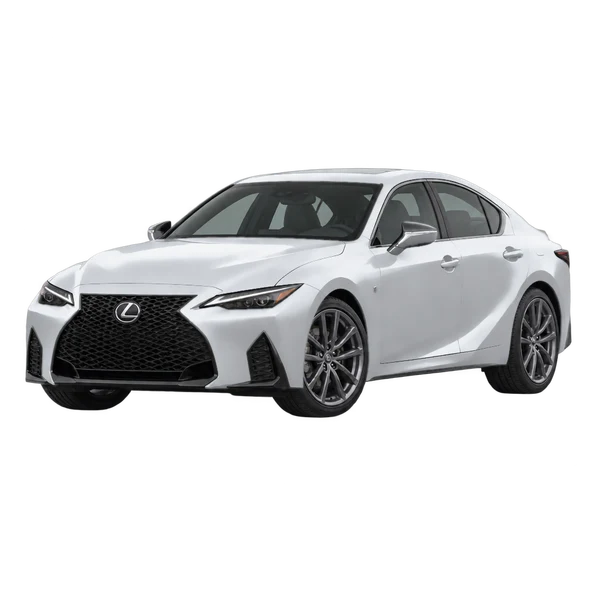 2023 Lexus IS 500 in Silber, Ansicht: Dreiviertelansicht vorne (nach links gerichtet)