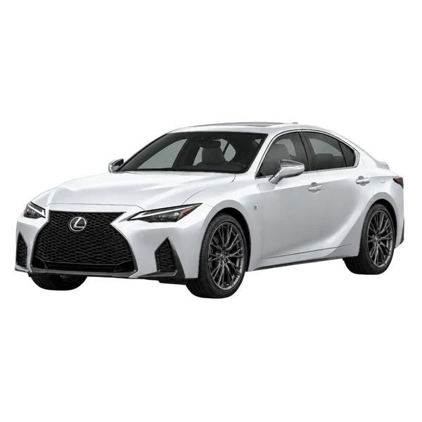 2024 Lexus IS 500 in Silber, Ansicht: Dreiviertelansicht vorne (nach links gerichtet)