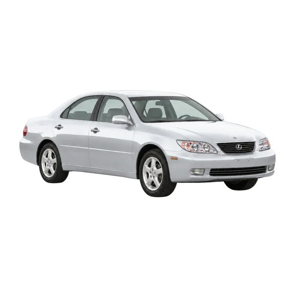 Lexus IS 2001 باللون فضي، منظر زاوية ثلاثة أرباع أمامية (باتجاه اليمين)
