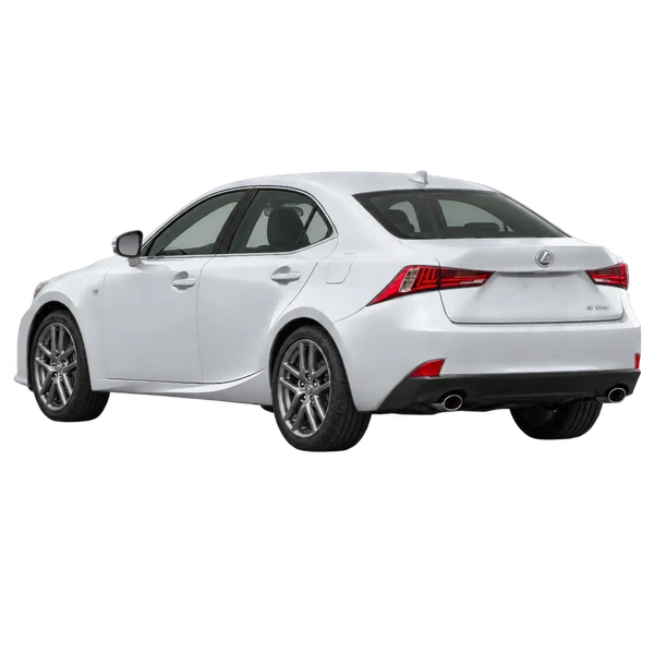 シルバーの2016 Lexus IS200T（リア斜め（左向き）ビュー）