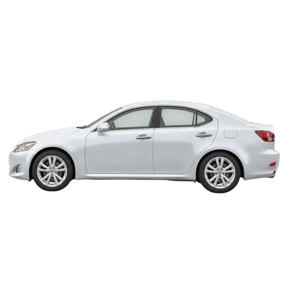 Lexus IS250 2009 argent, vue profil (tourné vers la droite)