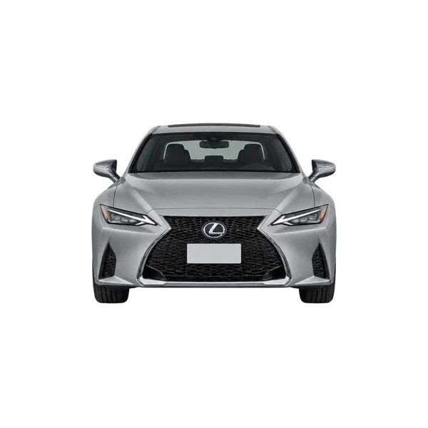 Lexus IS300 2023 en plateado, vista frontal