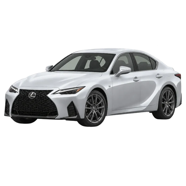 2024 Lexus IS300 in Silber, Ansicht: Dreiviertelansicht vorne (nach links gerichtet)
