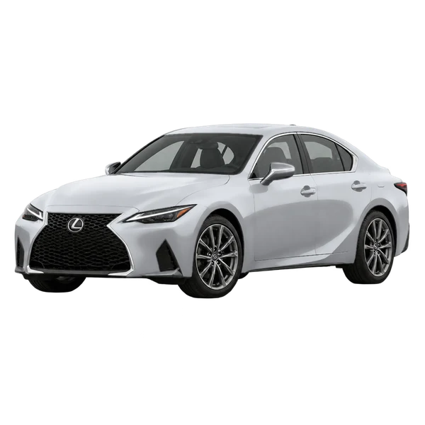 シルバーの2020 Lexus IS350（フロントスリークォーター(左向き)ビュー）