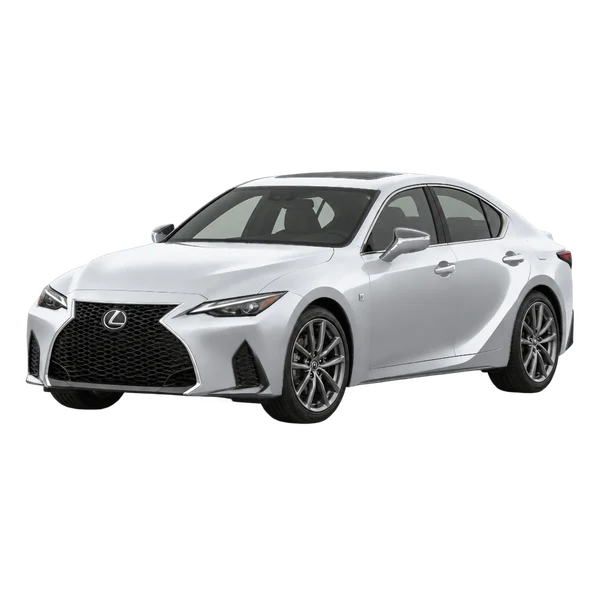 シルバーの2021 Lexus IS350（フロントスリークォーター(左向き)ビュー）