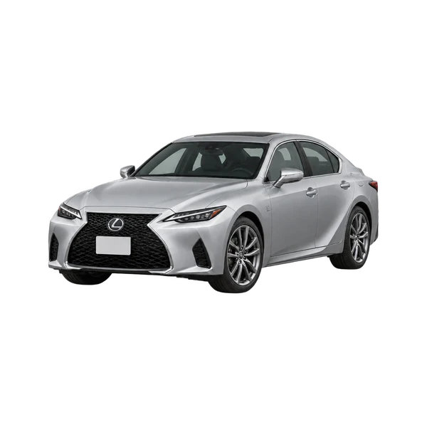 シルバーの2023 Lexus IS350（フロントスリークォーター(左向き)ビュー）