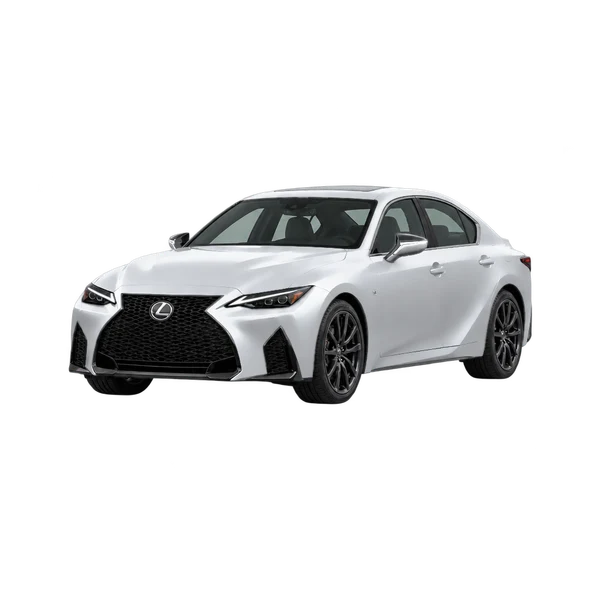 Lexus IS500 2022 argent, vue trois-quarts avant (orienté vers la gauche)