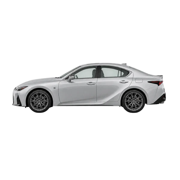Lexus IS500 2022 argent, vue côté (vers la gauche)