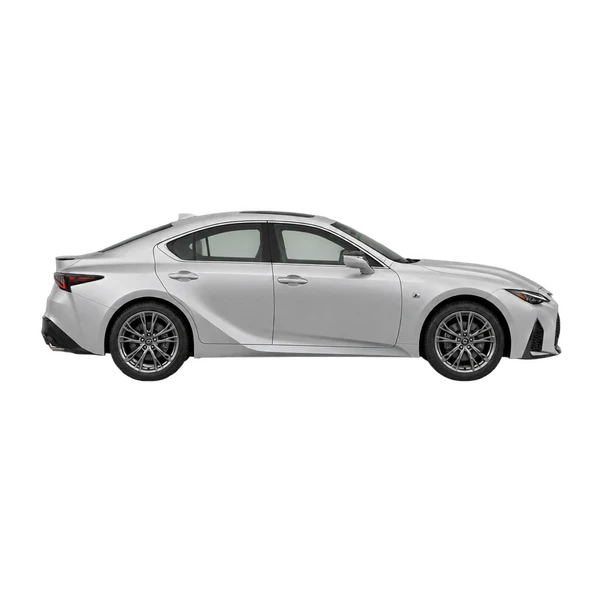 Lexus IS500 2022 argent, vue profil (tourné vers la droite)