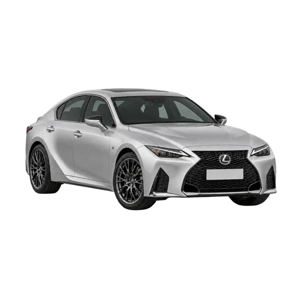 Lexus IS500 2023 argent, vue trois-quarts avant (orienté vers la gauche)