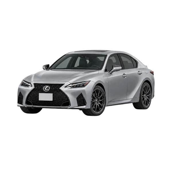 Lexus IS500 2024 argent, vue trois-quarts avant (orienté vers la gauche)