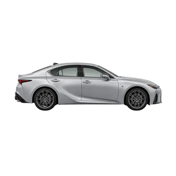 Lexus IS500 2024 argent, vue profil (tourné vers la droite)