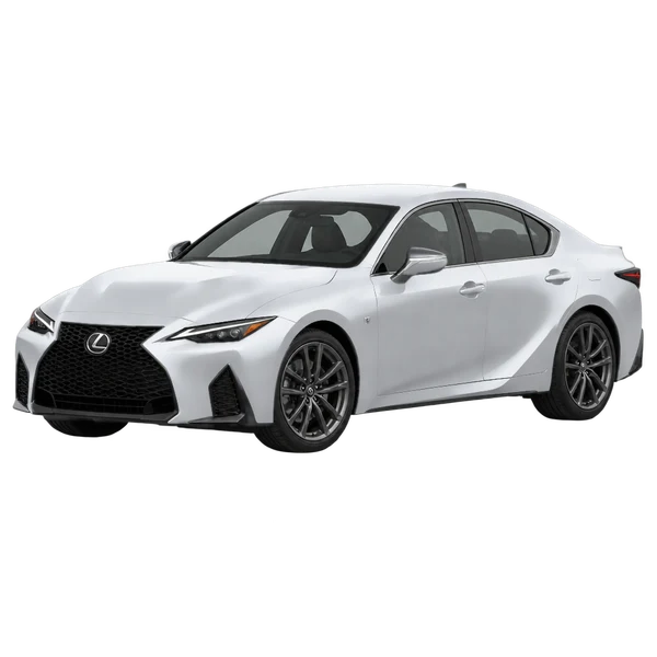 2025 Lexus IS500 in Silber, Ansicht: Dreiviertelansicht vorne (nach links gerichtet)