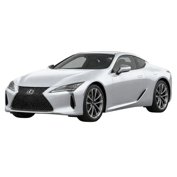 シルバーの2018 Lexus LC 500（フロントスリークォーター(左向き)ビュー）